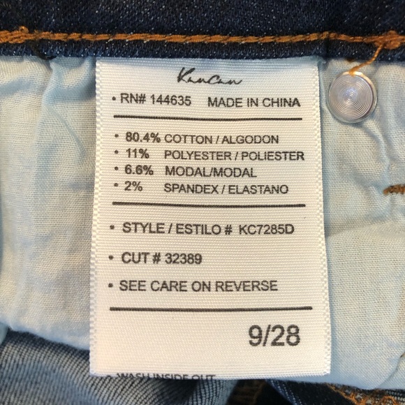 KanCan Jeans Skinny Jeans Dark Wash Fringe & Zipper Hem Sz 9/28 BNWT Style 7285D - Picture 11 of 13